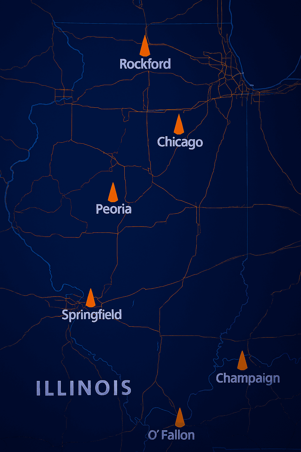 Find Secure Truck Tractor Trailer Commercial Fleet Equipment Parking storage in IILINOIS Aurora, Belvidere, Bloomington, Chicago,  Crest Hill, Danville, Davenport, Elmhurst, Elgin, Joliet, Galesburg, Melrose Park, Naperville 