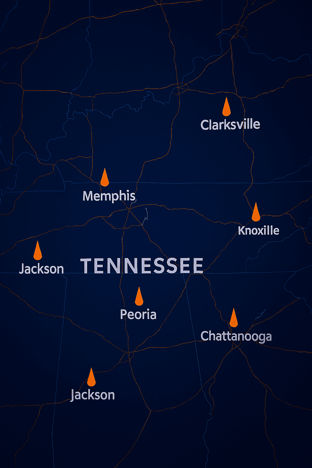 Find Secure Tractor Trailer Truck or Commercial Fleet Parking and Storage in Tennessee   Asheville, Barlett,Chattanooga, Cleveland,Gastonia, Jackson, Knoxville, Russellville, Memphis, Madison, Murfreesboro, Nashville, Pelham, Olive Branch, Smyrna