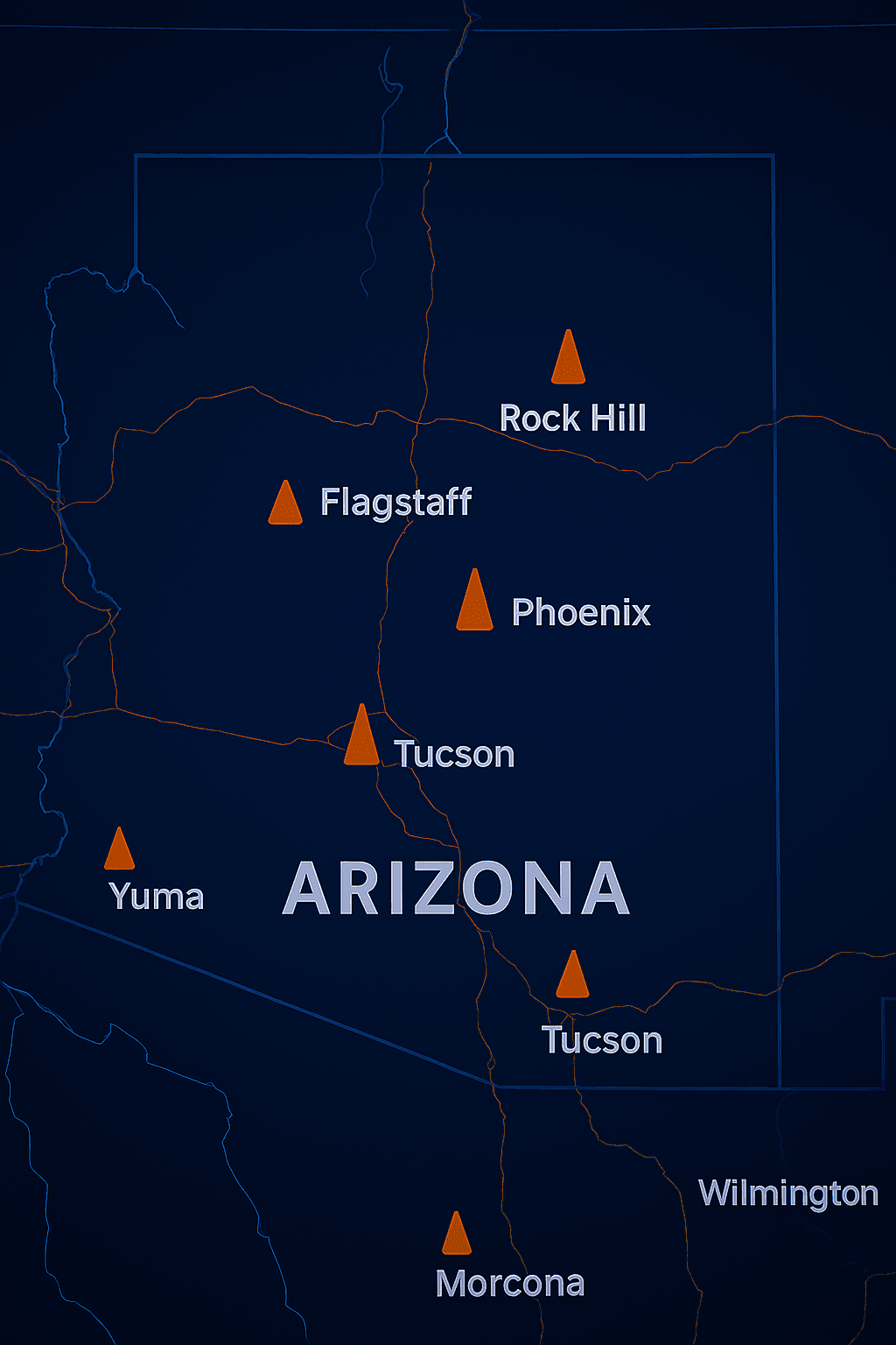 Find Secure Tractor Trailer Truck or Commercial Fleet Parking and Storage in Arizona Flagstaff, Joseph City, Kingsman, Phoenix, Tucson, 